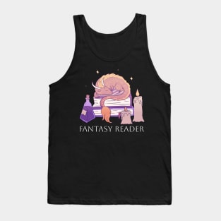 Fantasy reader a cute dragon gardening books illustration Tank Top